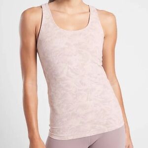 Athleta Scoop Sleeveless Tank Texture Frosted Floral Pink/ Icelandic Mineral